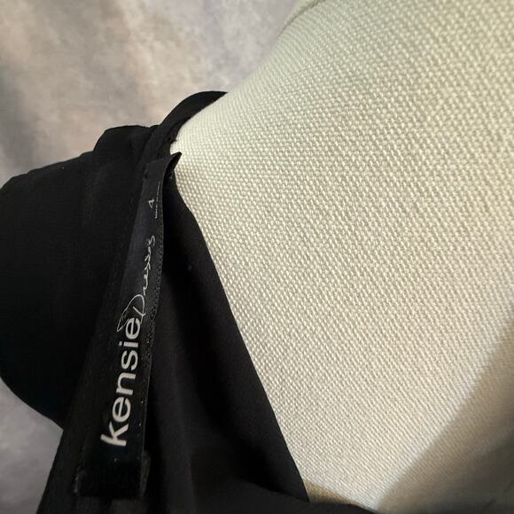 Kensie Black Sheer Formal Overlay Dress with Slip illusion neckline– Size 4 - Picture 3 of 11